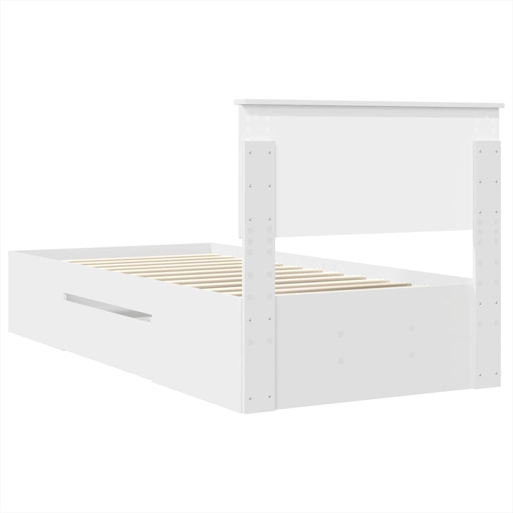 Sengestel med hovedgærde Hvid 90 x 200 cm Konstrueret træ