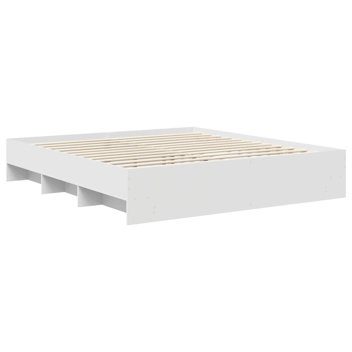Sengestel med hovedgærde Hvid 200 x 200 cm Konstrueret træ