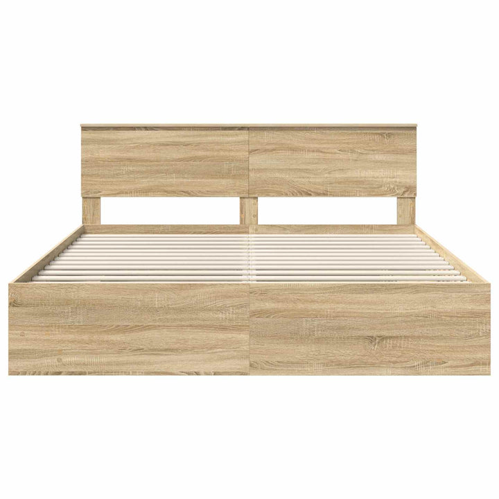 Sengestel med hovedgærde Sonoma eg 200 x 200 cm Konstrueret træ