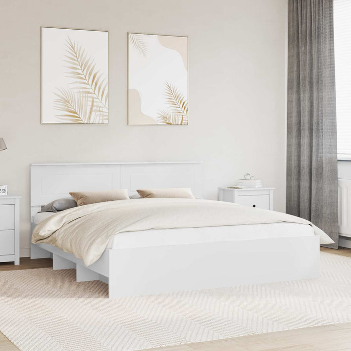 Sengestel med hovedgærde Hvid 180 x 200 cm Konstrueret træ