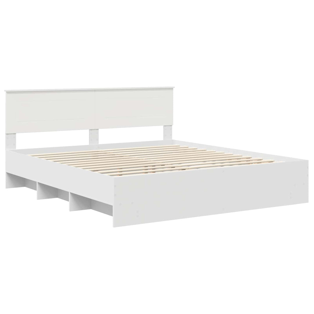 Sengestel med hovedgærde Hvid 180 x 200 cm Konstrueret træ