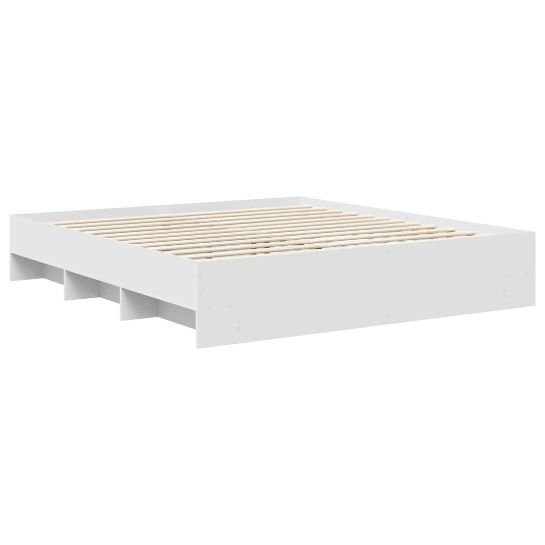 Sengestel med hovedgærde Hvid 180 x 200 cm Konstrueret træ