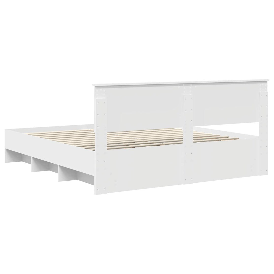 Sengestel med hovedgærde Hvid 180 x 200 cm Konstrueret træ