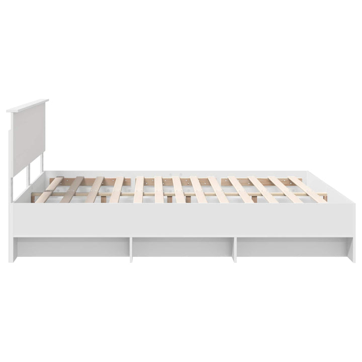 Sengestel med hovedgærde Hvid 180 x 200 cm Konstrueret træ