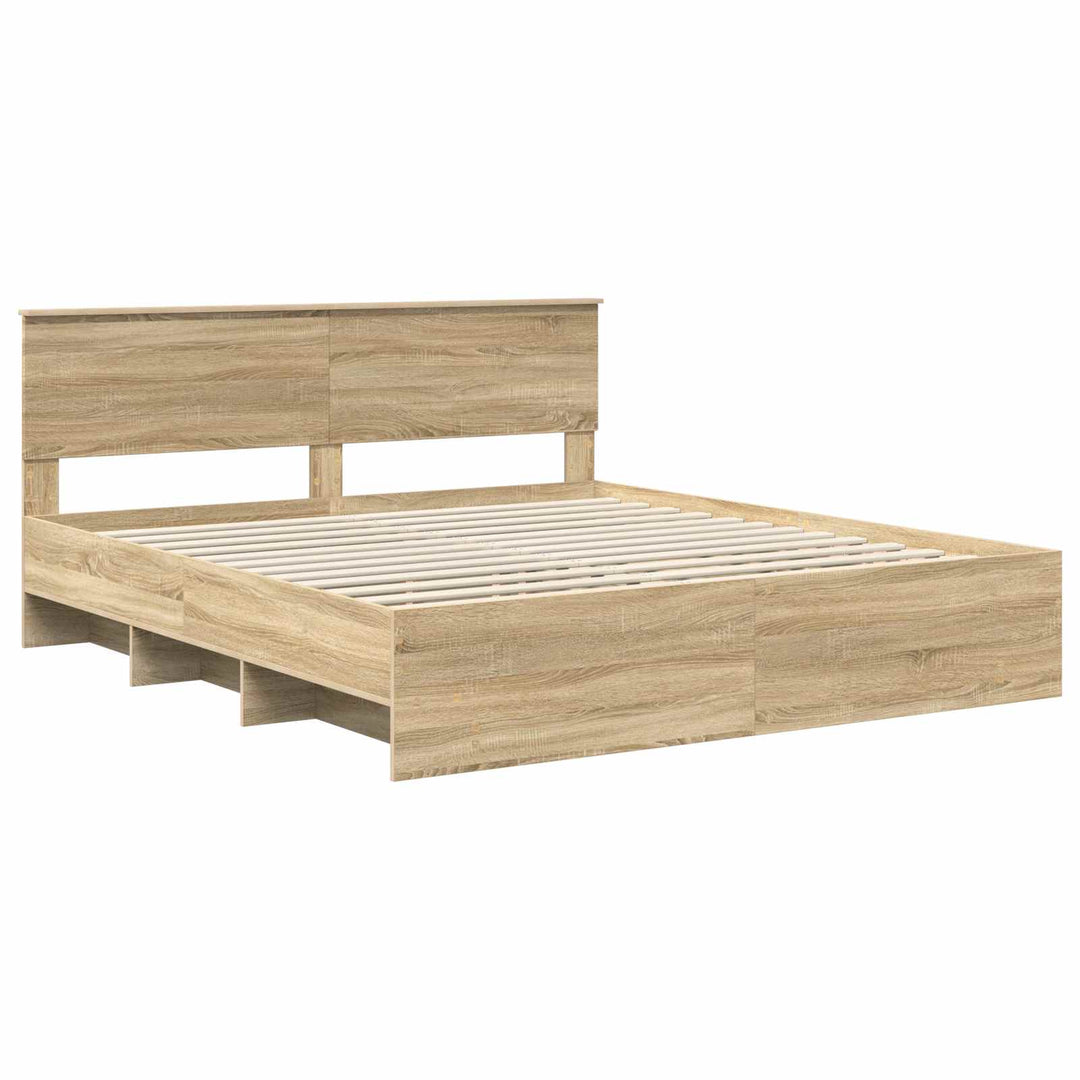 Sengestel med hovedgærde Sonoma eg 180 x 200 cm Konstrueret træ