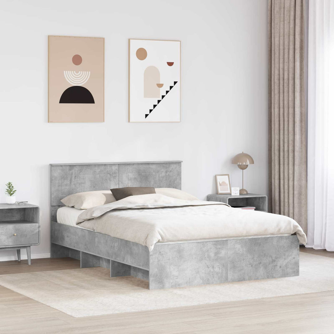 Sengestel med hovedgærde Beton Grå 160 x 200 cm Konstrueret træ