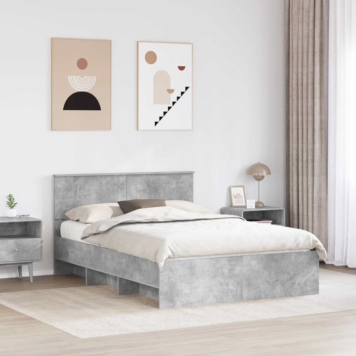 Sengestel med hovedgærde Beton Grå 150 x 200 cm Konstrueret træ