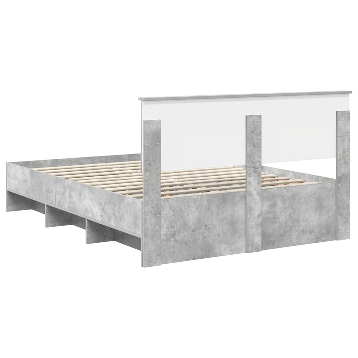 Sengestel med hovedgærde Beton Grå 150 x 200 cm Konstrueret træ