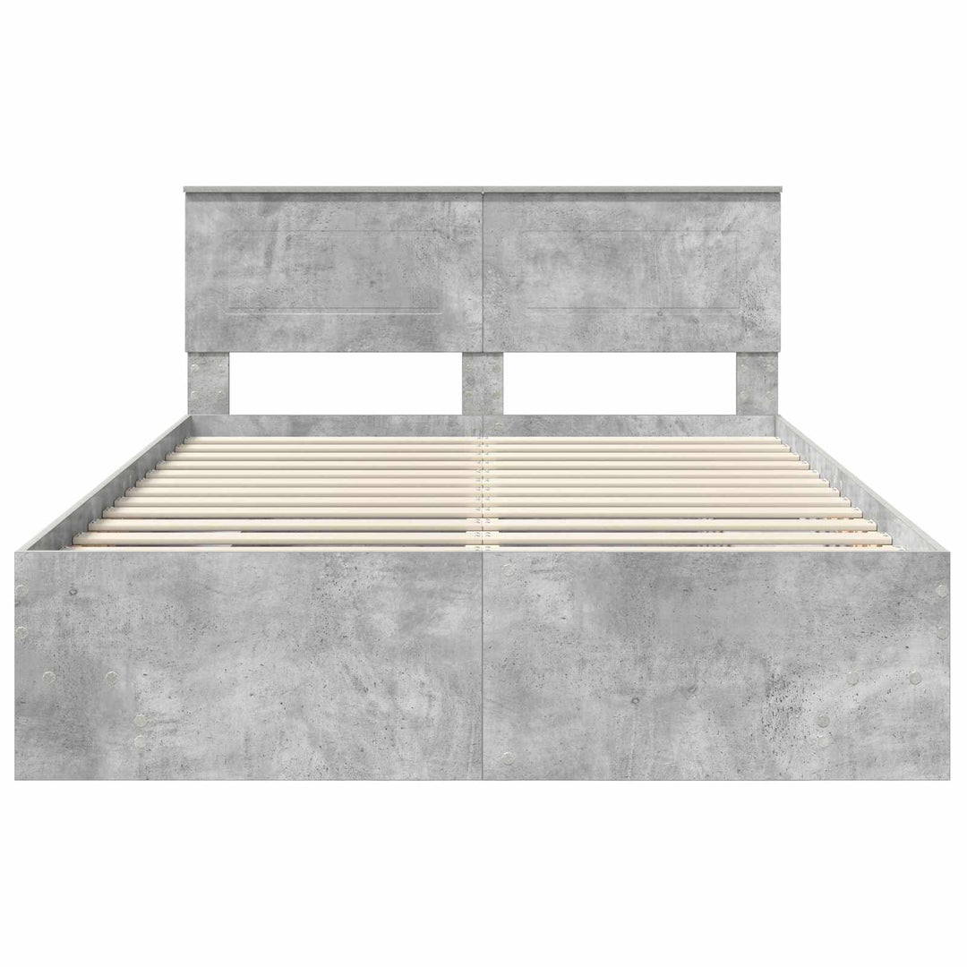 Sengestel med hovedgærde Beton Grå 150 x 200 cm Konstrueret træ