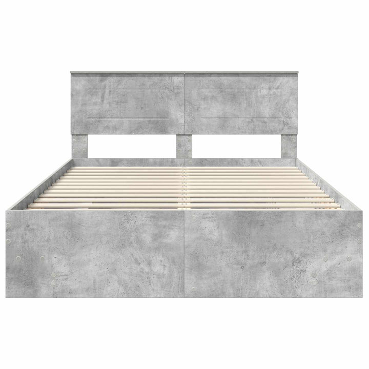 Sengestel med hovedgærde Beton Grå 150 x 200 cm Konstrueret træ