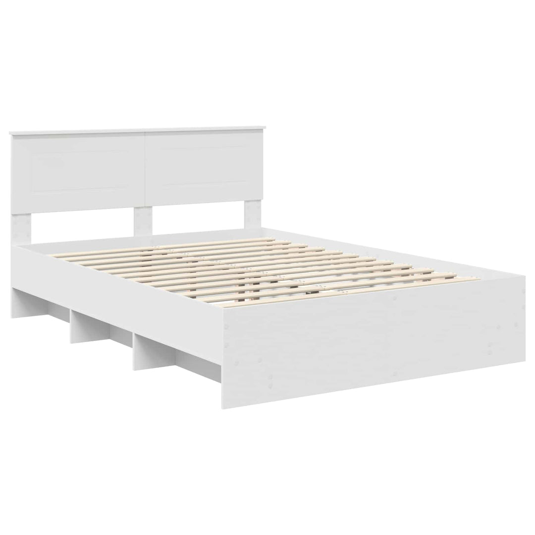 Sengestel med hovedgærde Hvid 140 x 200 cm Konstrueret træ