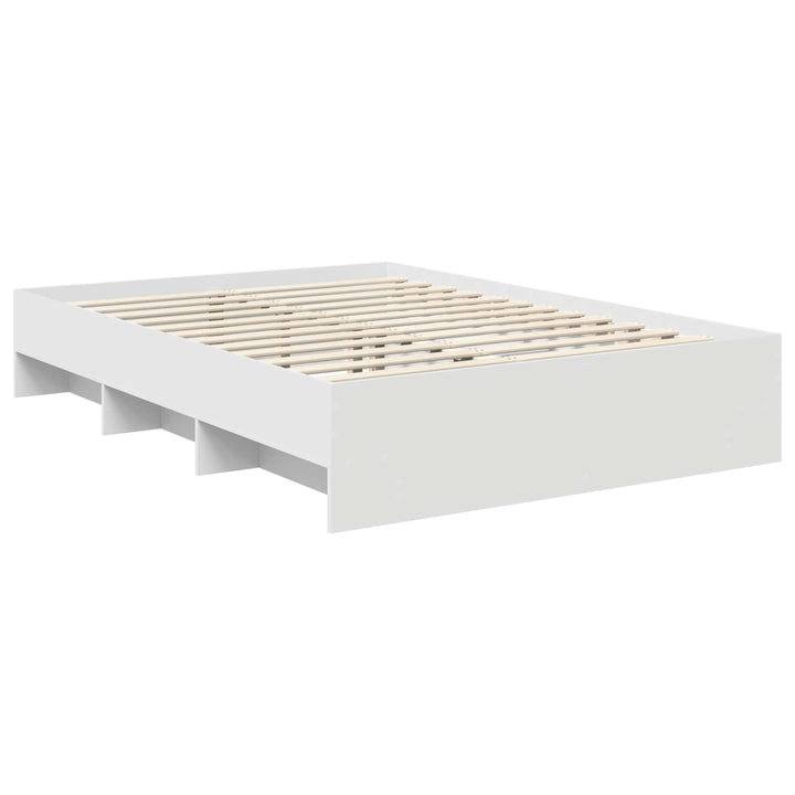 Sengestel med hovedgærde Hvid 140 x 200 cm Konstrueret træ