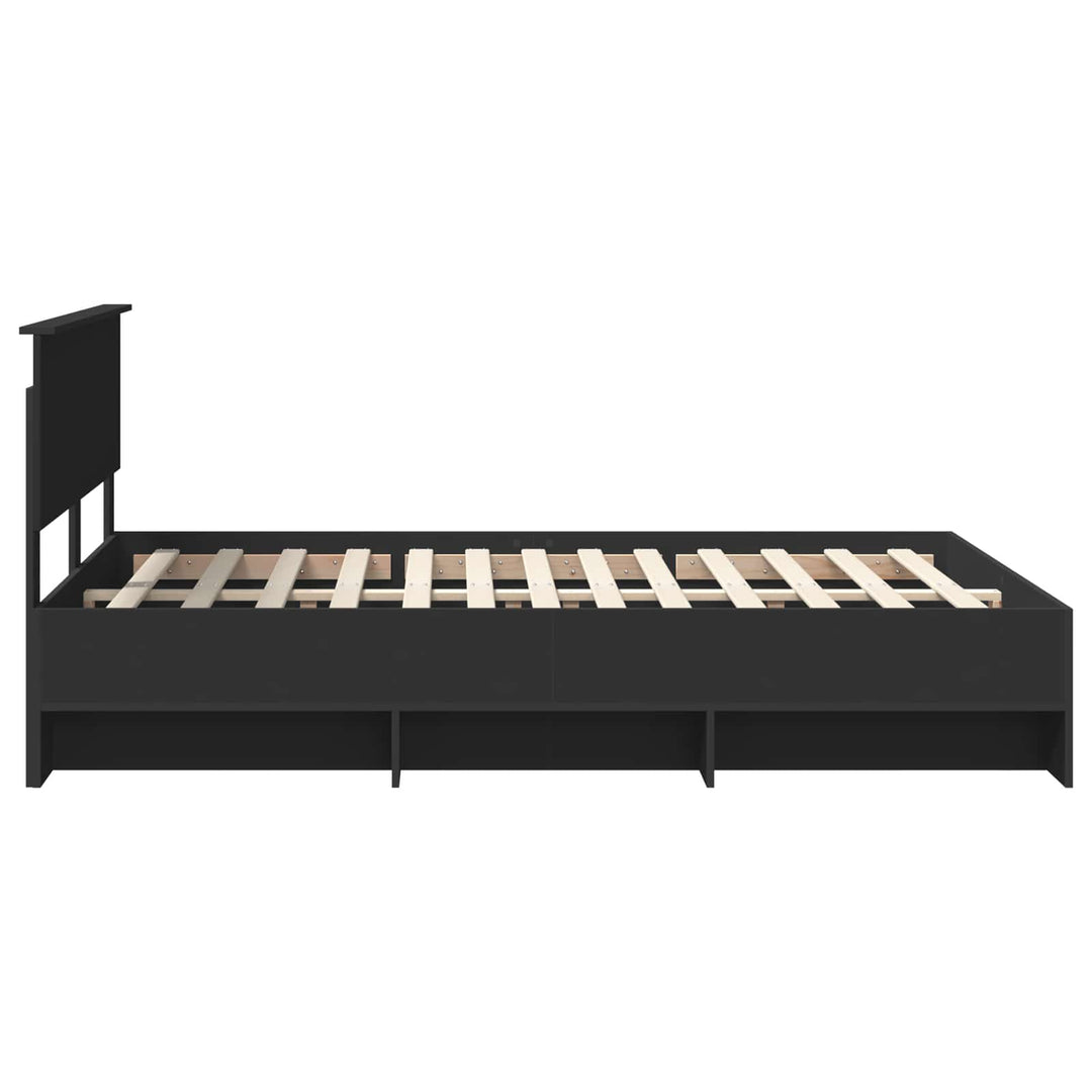Sengestel med hovedgærde Sort 140 x 200 cm Konstrueret træ