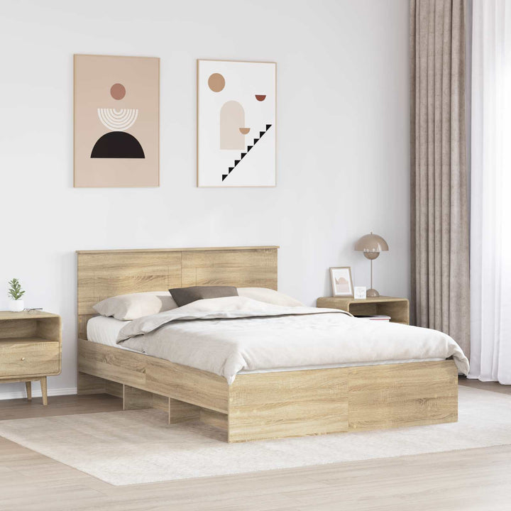 Sengestel med hovedgærde Sonoma eg 140 x 200 cm Konstrueret træ