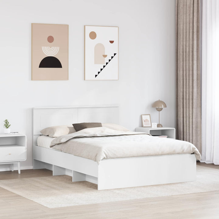 Sengestel med hovedgærde Hvid 140 x 200 cm Konstrueret træ