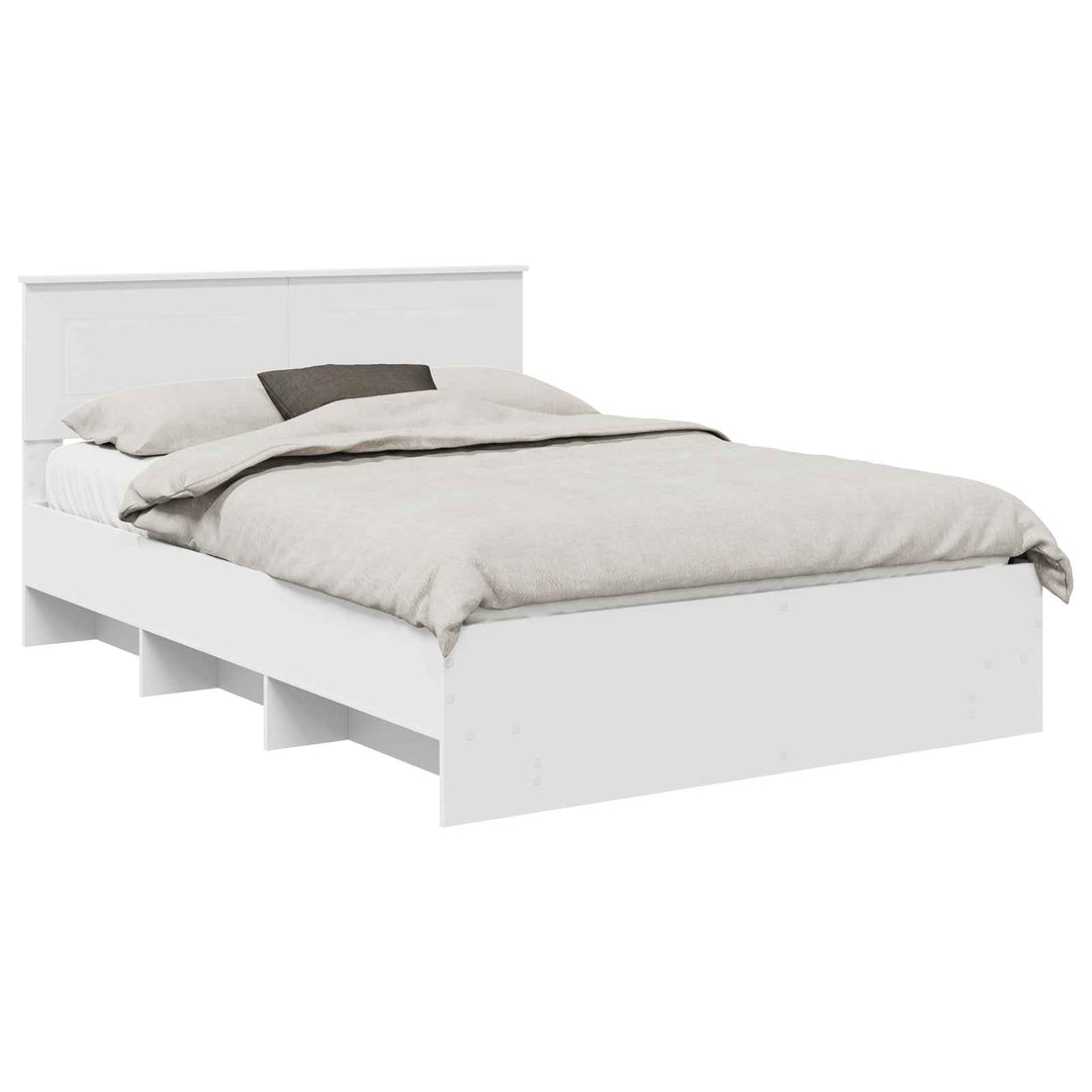 Sengestel med hovedgærde Hvid 140 x 200 cm Konstrueret træ