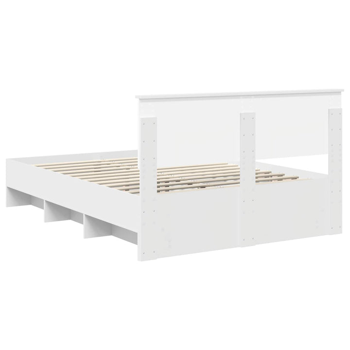 Sengestel med hovedgærde Hvid 140 x 200 cm Konstrueret træ