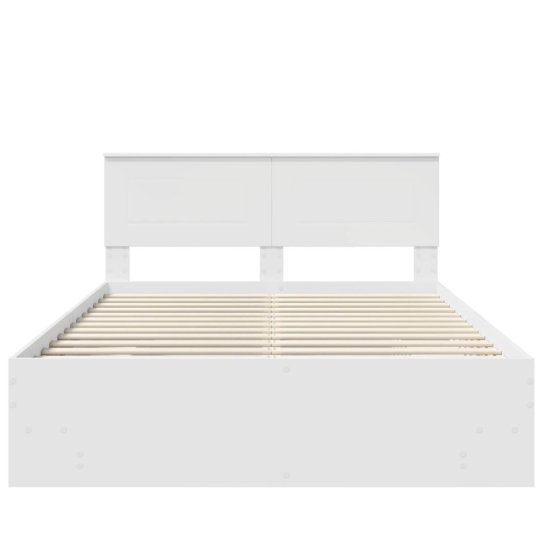 Sengestel med hovedgærde Hvid 140 x 200 cm Konstrueret træ