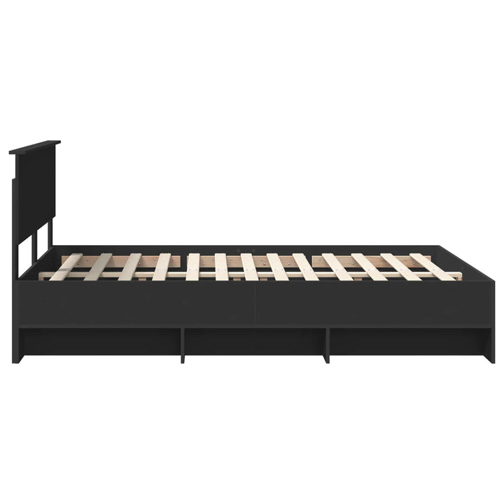 Sengestel med hovedgærde Sort 140 x 200 cm Konstrueret træ