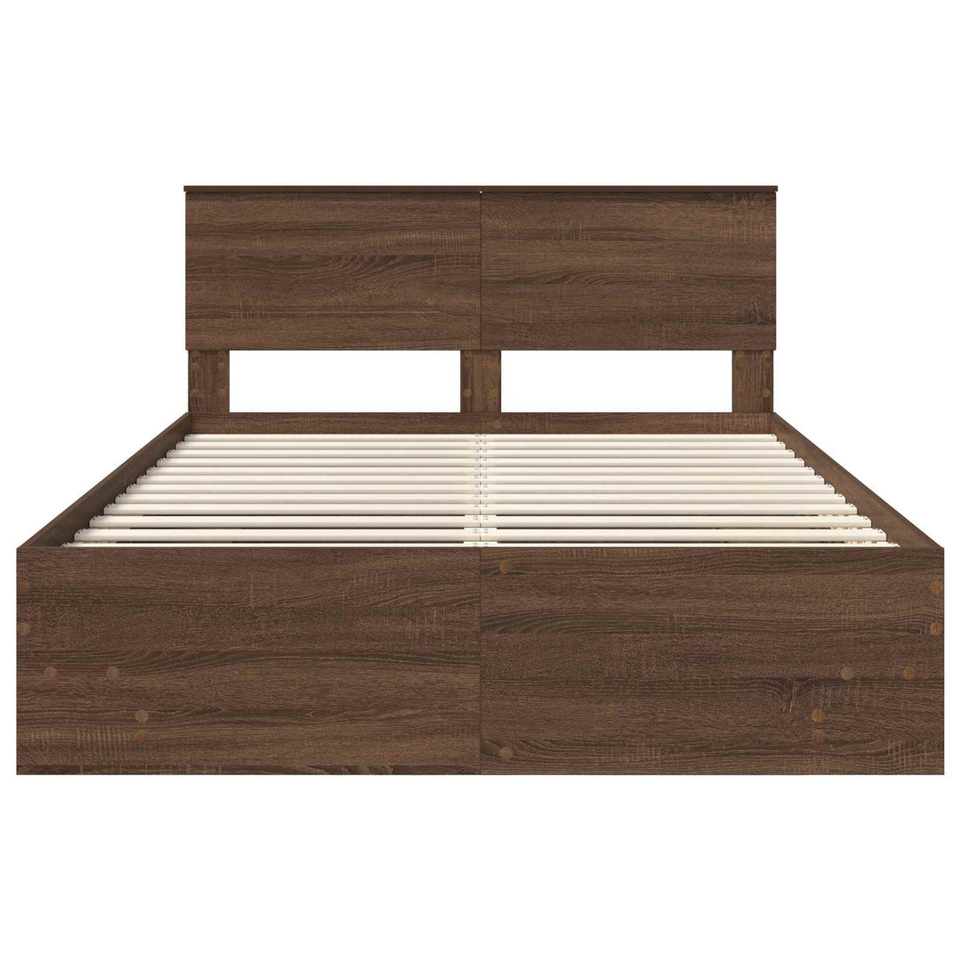 Sengestel med hovedgærde Brun eg 140 x 200 cm Konstrueret træ