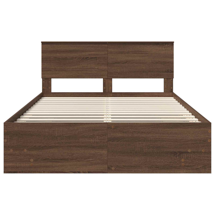 Sengestel med hovedgærde Brun eg 140 x 200 cm Konstrueret træ