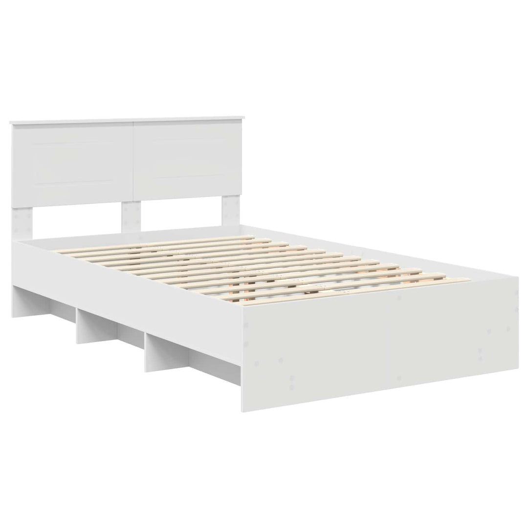 Sengestel med hovedgærde Hvid 137 x 203 cm Konstrueret træ