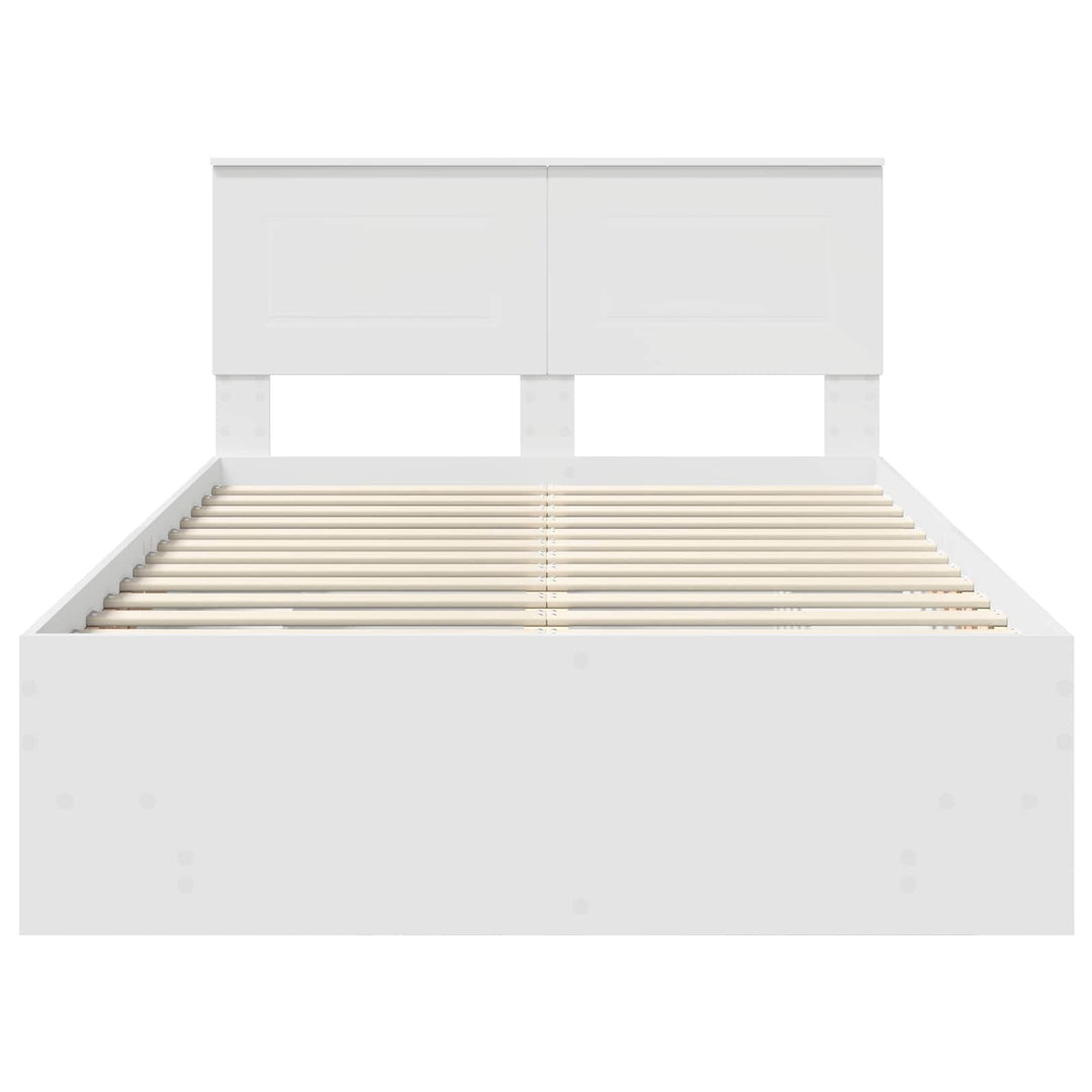 Sengestel med hovedgærde Hvid 137 x 203 cm Konstrueret træ