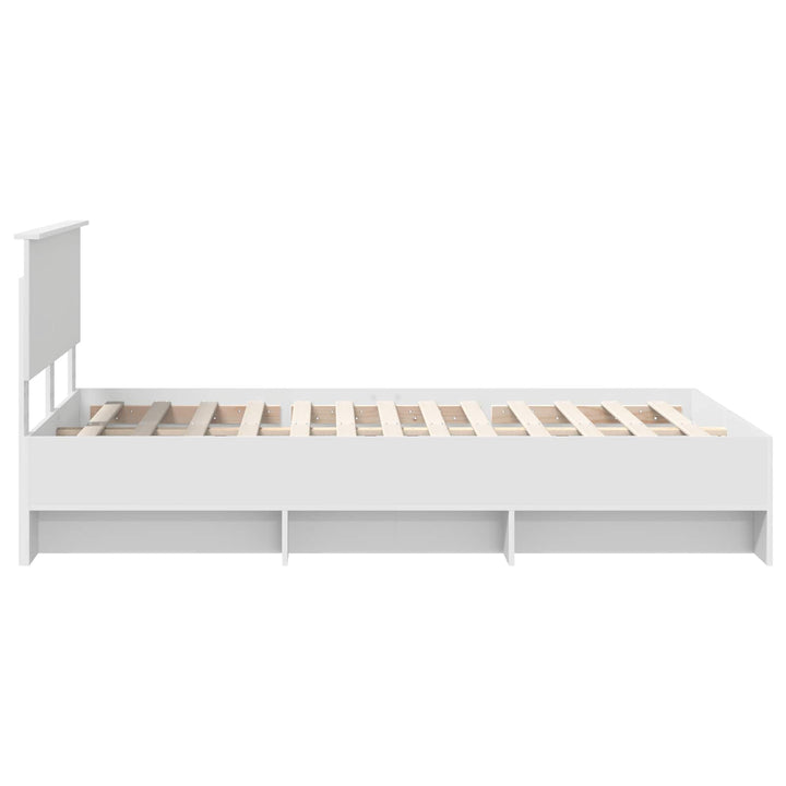 Sengestel med hovedgærde Hvid 137 x 203 cm Konstrueret træ