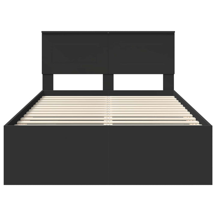 Sengestel med hovedgærde Sort 137 x 203 cm Konstrueret træ