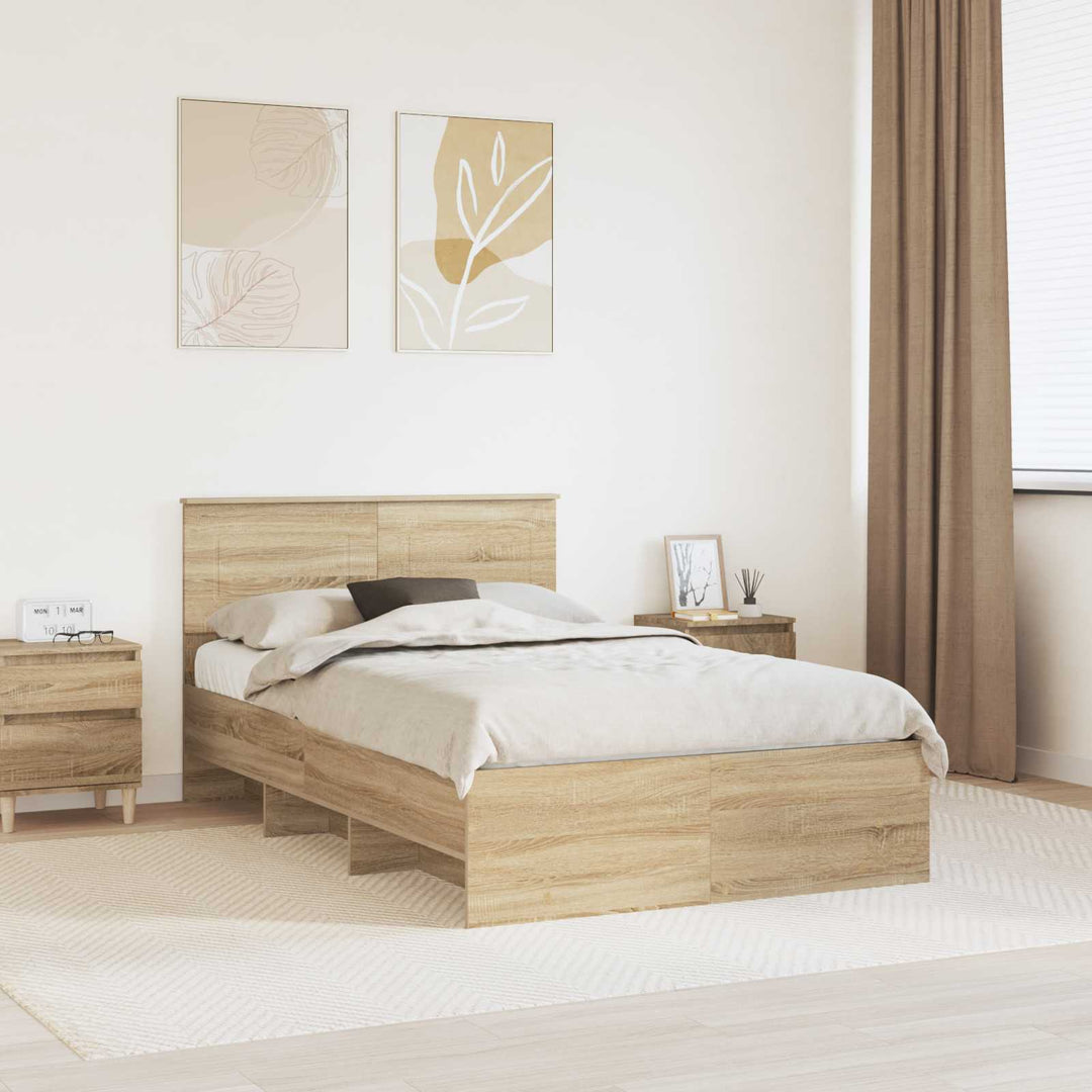 Sengestel med hovedgærde Sonoma eg 137 x 203 cm Konstrueret træ