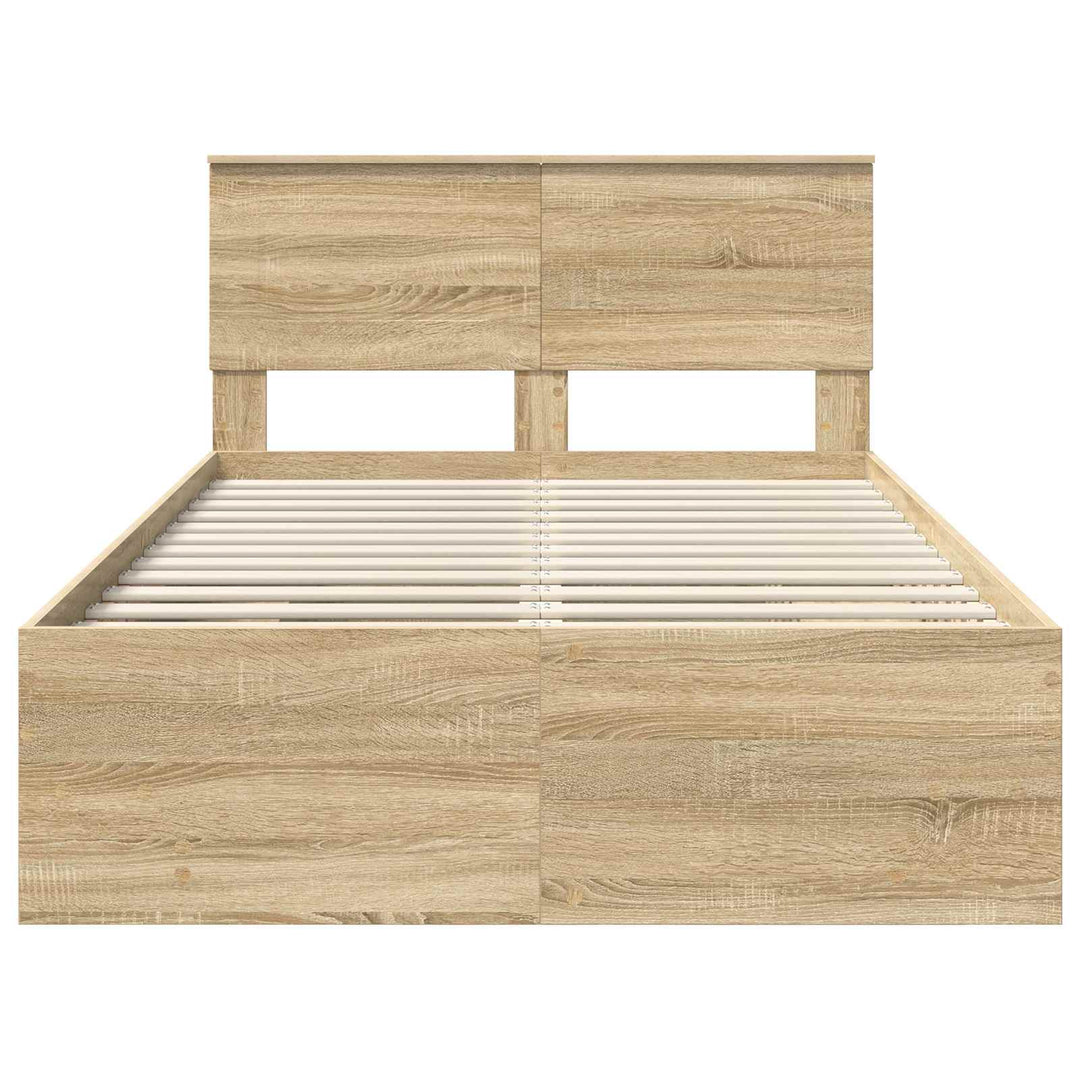 Sengestel med hovedgærde Sonoma eg 137 x 203 cm Konstrueret træ
