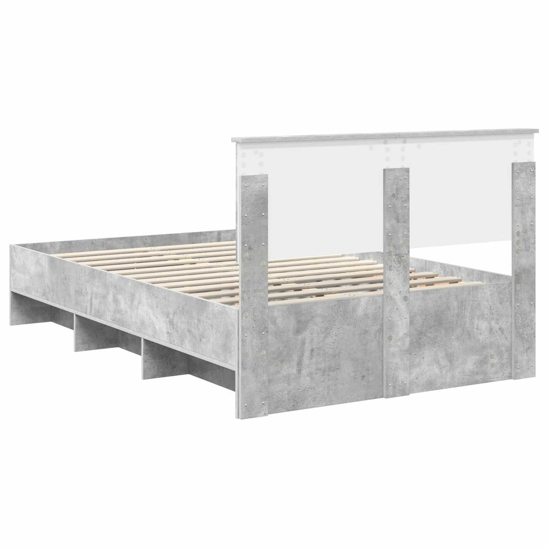 Sengestel med hovedgærde Beton Grå 137 x 203 cm Konstrueret træ