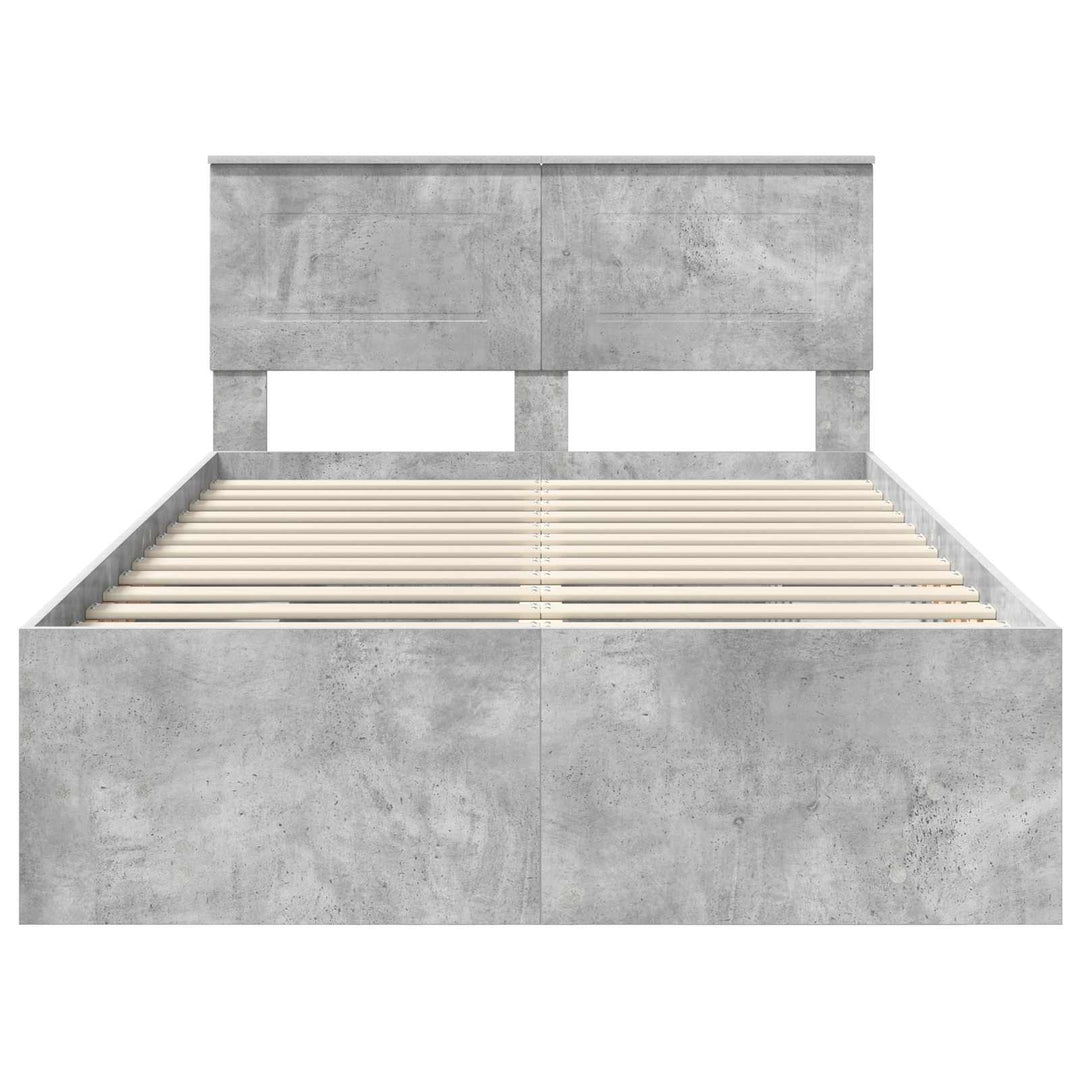 Sengestel med hovedgærde Beton Grå 137 x 203 cm Konstrueret træ