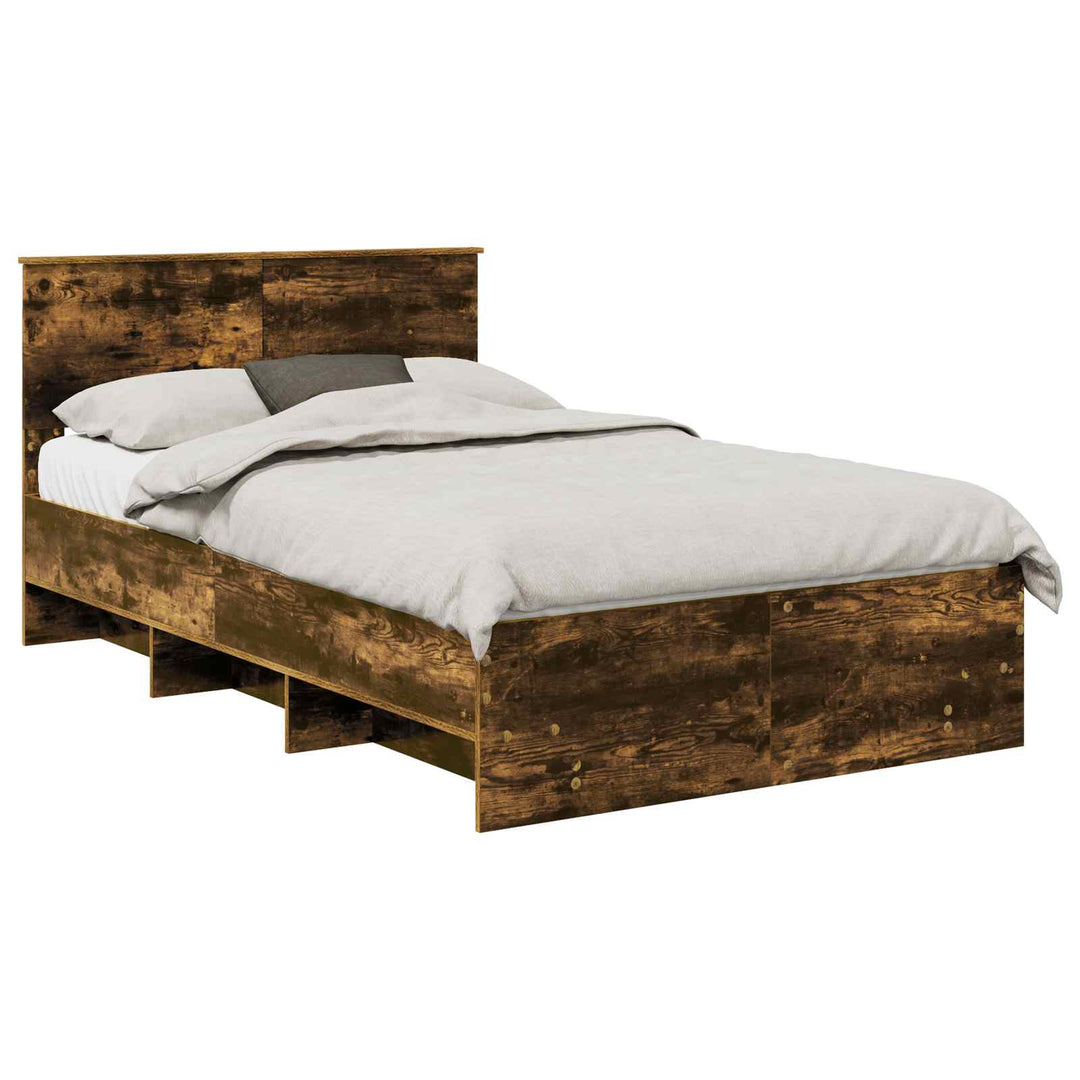 Sengestel med hovedgærde Røget eg 137 x 203 cm Konstrueret træ