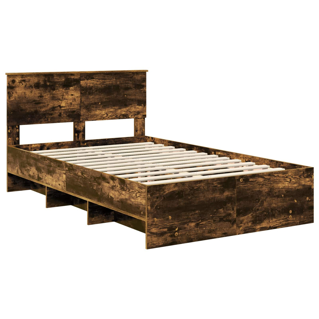 Sengestel med hovedgærde Røget eg 137 x 203 cm Konstrueret træ
