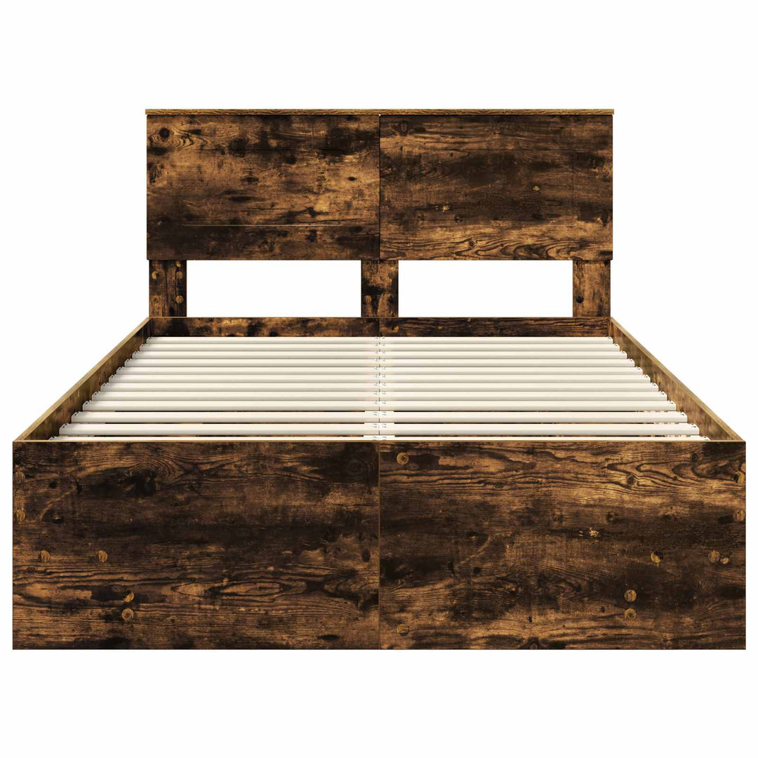 Sengestel med hovedgærde Røget eg 137 x 203 cm Konstrueret træ