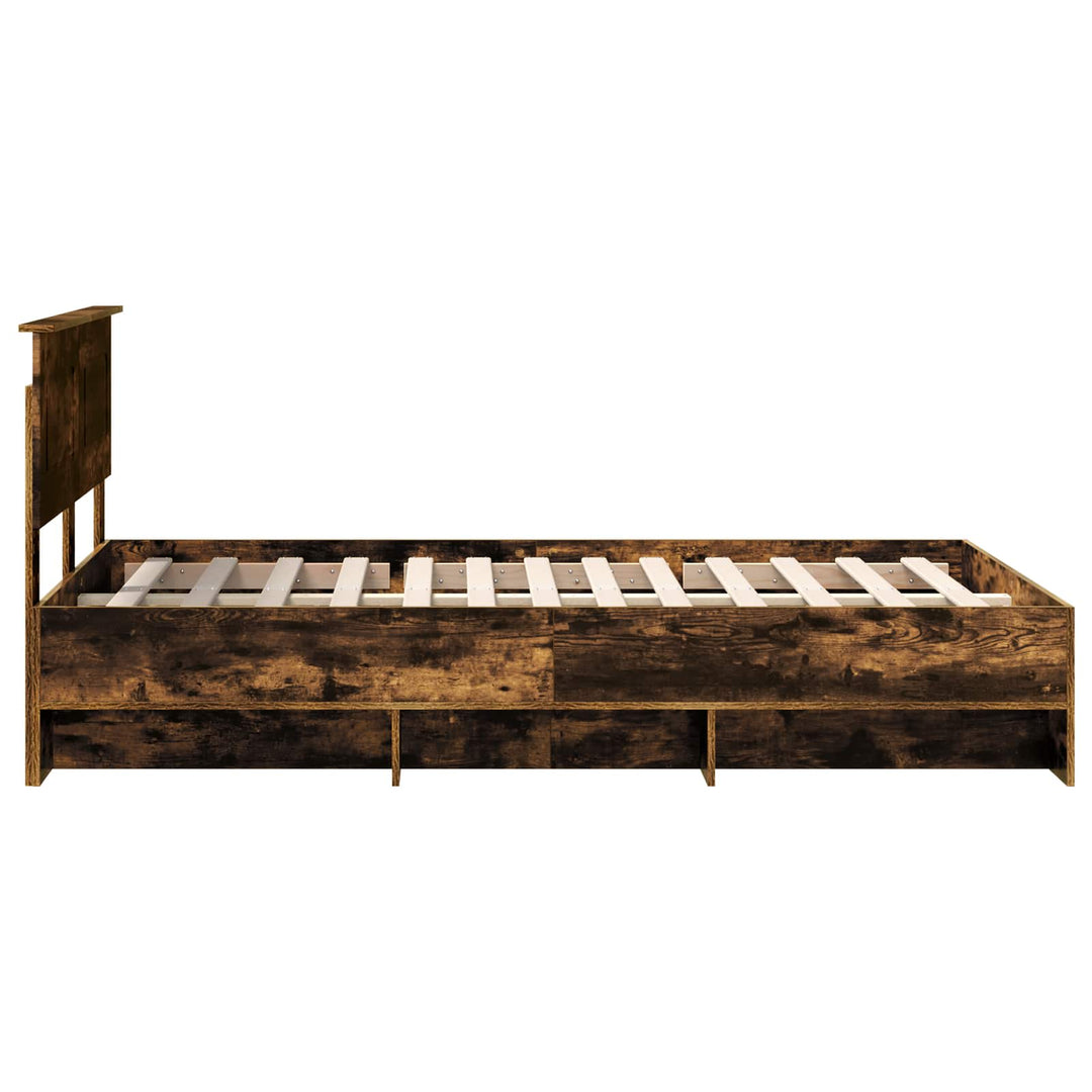 Sengestel med hovedgærde Røget eg 137 x 203 cm Konstrueret træ
