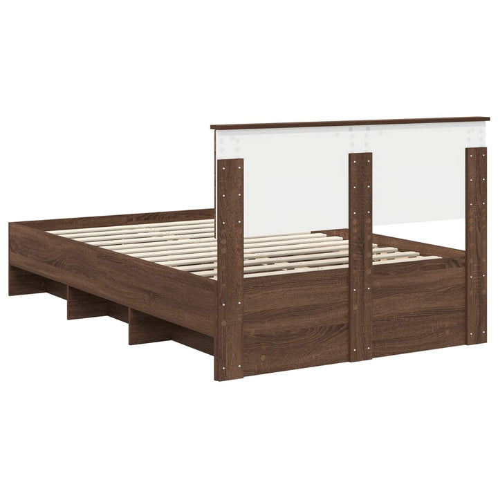 Sengestel med hovedgærde Brun eg 137 x 203 cm Konstrueret træ