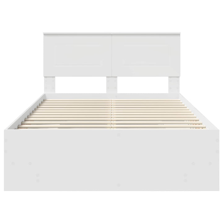 Sengestel med hovedgærde Hvid 120 x 123 cm Konstrueret træ