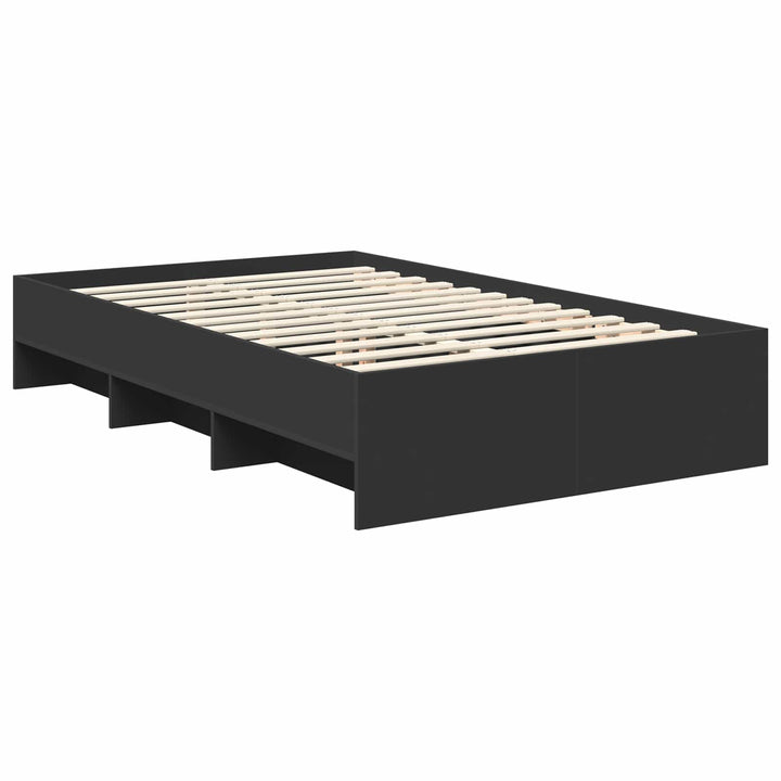 Sengestel med hovedgærde Sort 120 x 123 cm Konstrueret træ