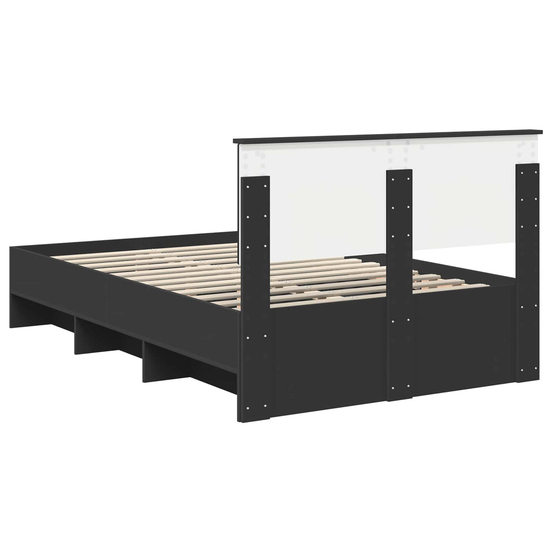 Sengestel med hovedgærde Sort 120 x 123 cm Konstrueret træ