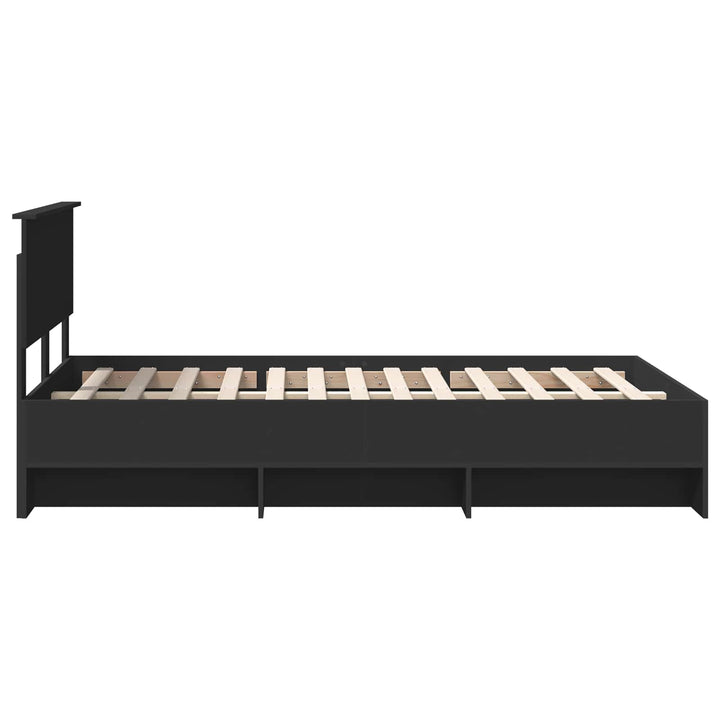 Sengestel med hovedgærde Sort 120 x 123 cm Konstrueret træ