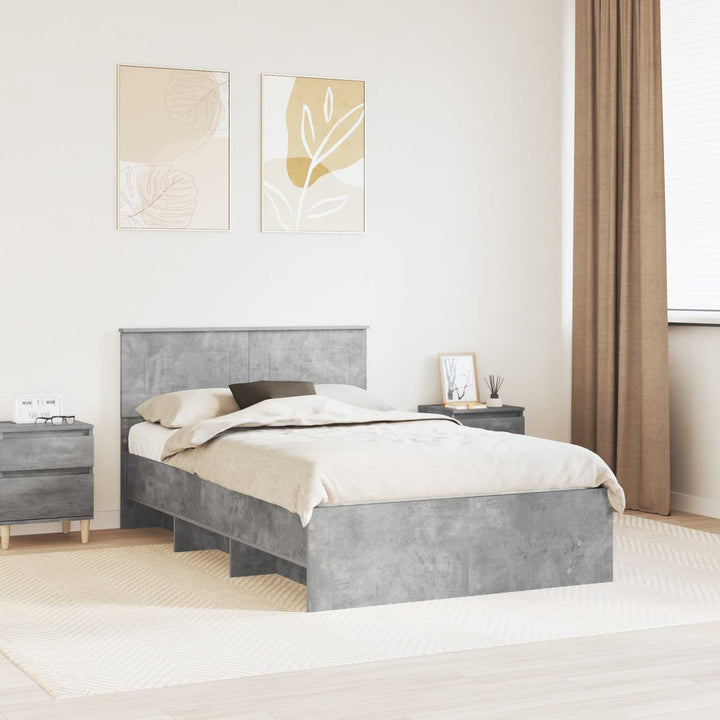 Sengestel med hovedgærde Beton Grå 120 x 123 cm Konstrueret træ