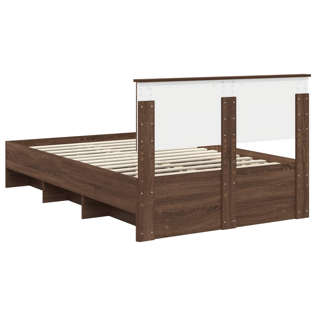Sengestel med hovedgærde Brun eg 120 x 123 cm Konstrueret træ