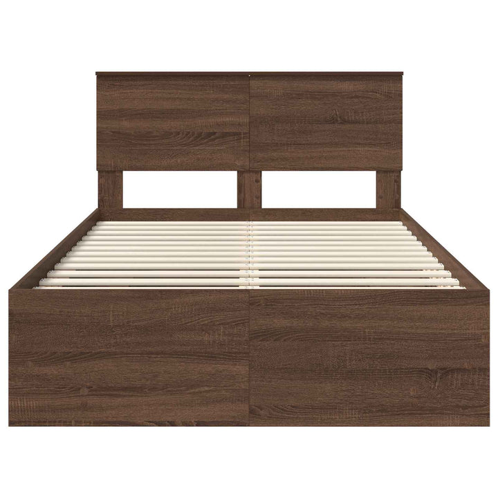 Sengestel med hovedgærde Brun eg 120 x 123 cm Konstrueret træ