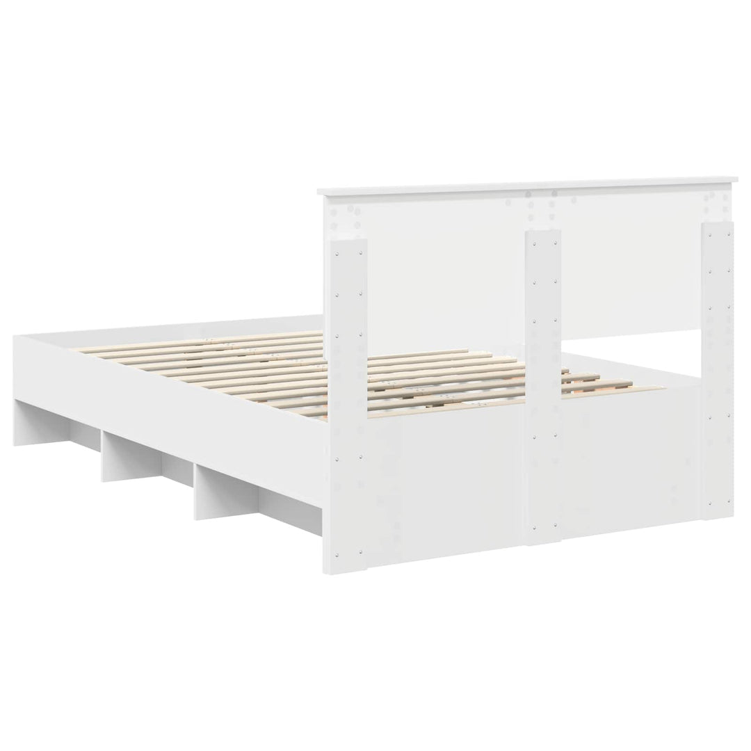 Sengestel med hovedgærde Hvid 120 x 123 cm Konstrueret træ