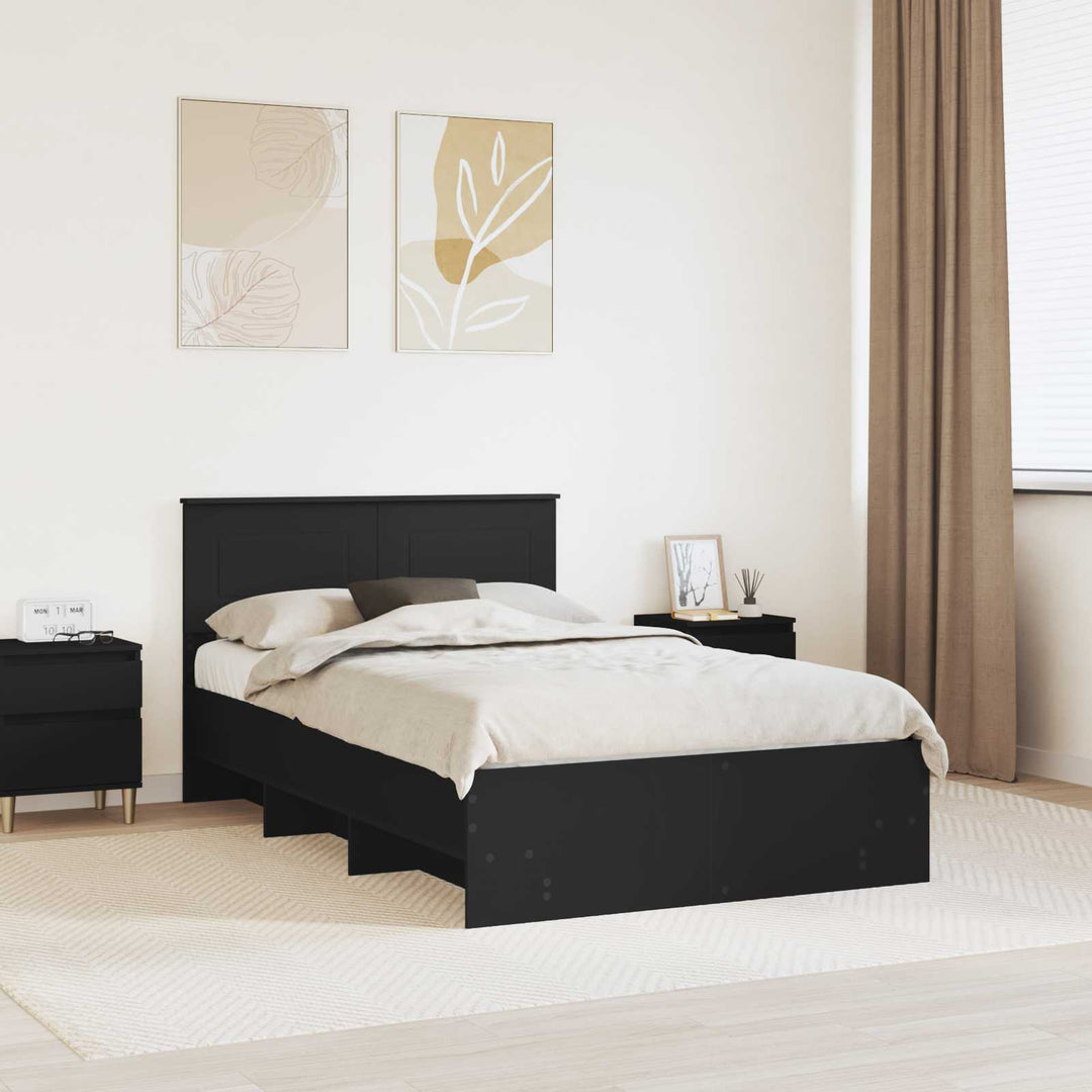 Sengestel med hovedgærde Sort 120 x 123 cm Konstrueret træ