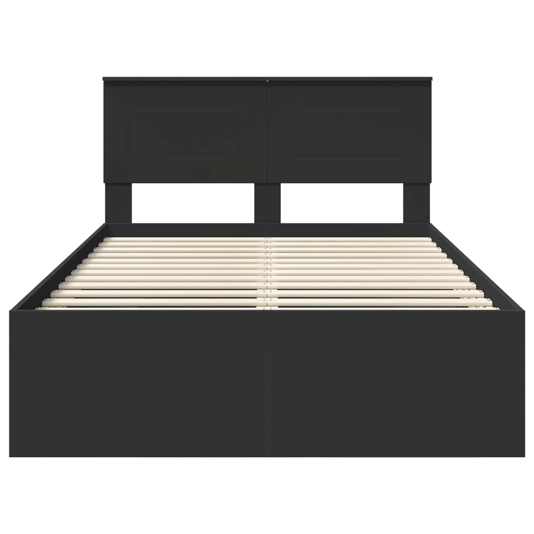 Sengestel med hovedgærde Sort 120 x 123 cm Konstrueret træ
