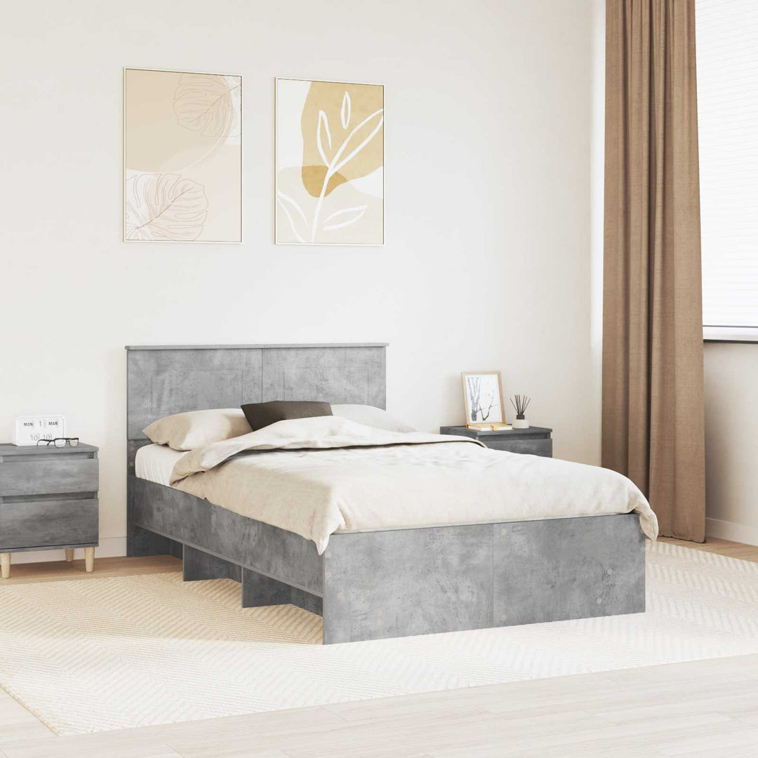 Sengestel med hovedgærde Beton Grå 120 x 123 cm Konstrueret træ