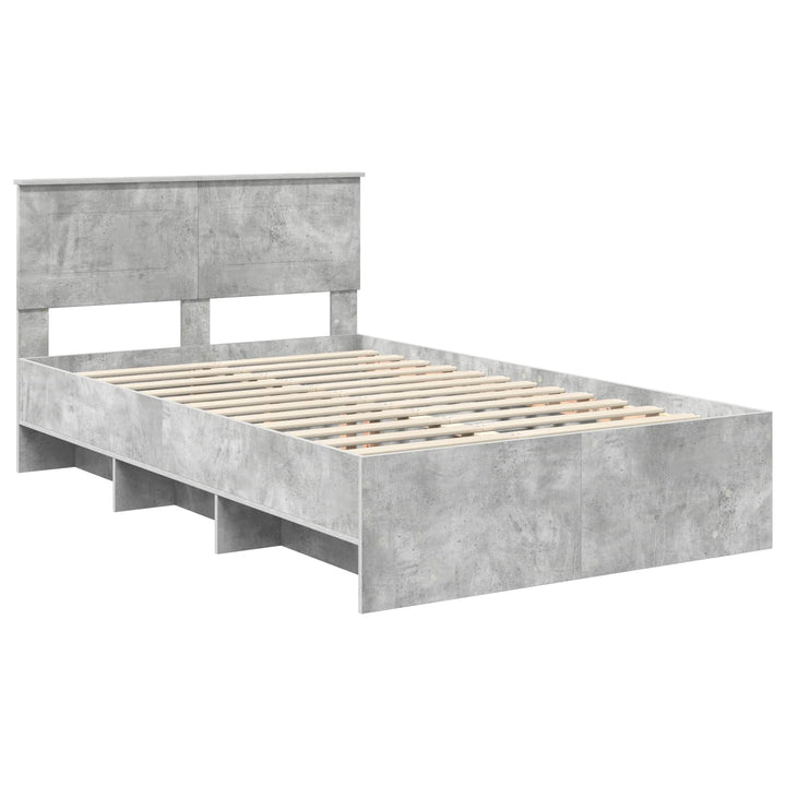 Sengestel med hovedgærde Beton Grå 120 x 123 cm Konstrueret træ